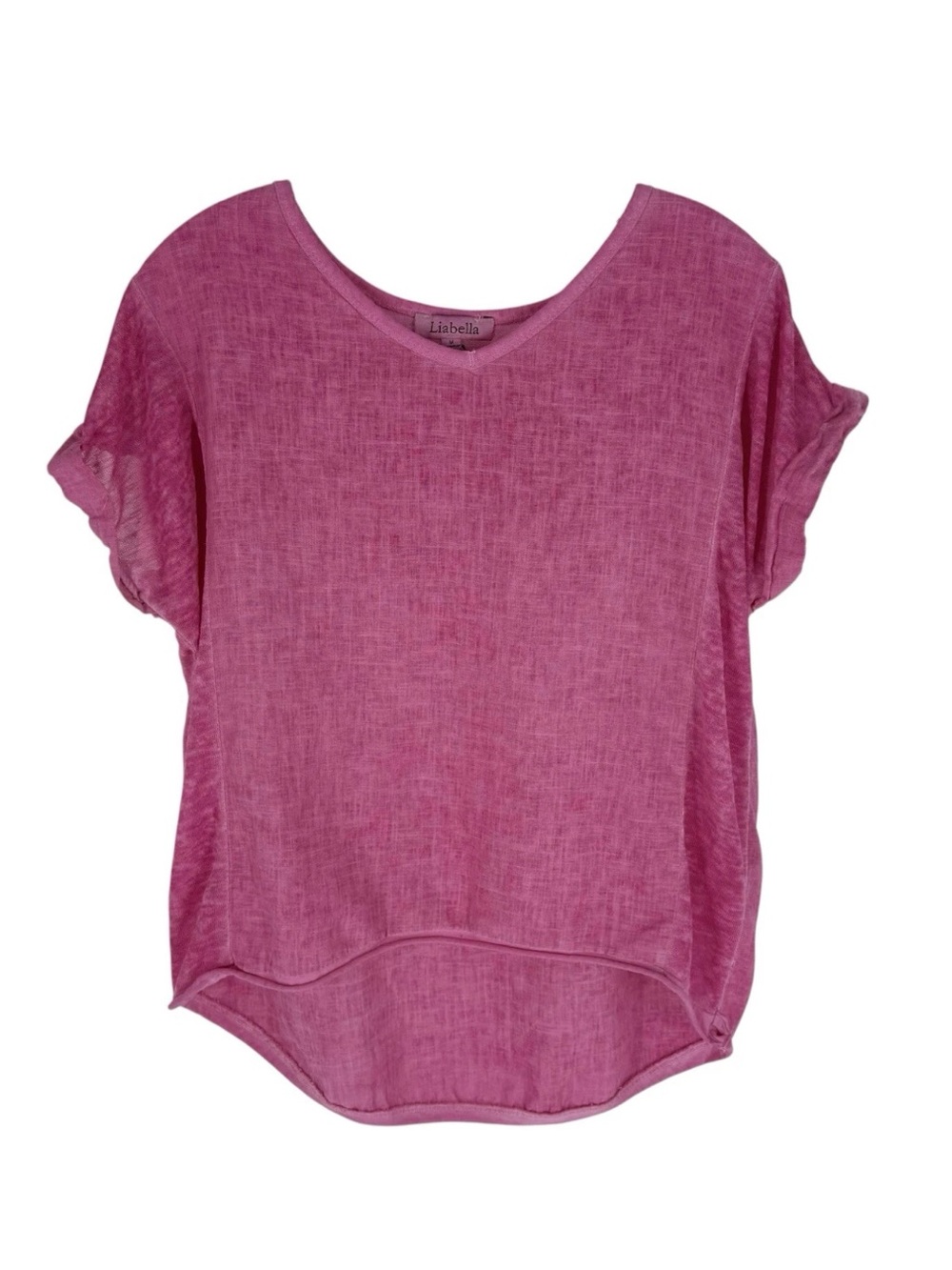 Liabella Linen Blouse Womens Size Medium Pink Garment Dyed Made in Italy